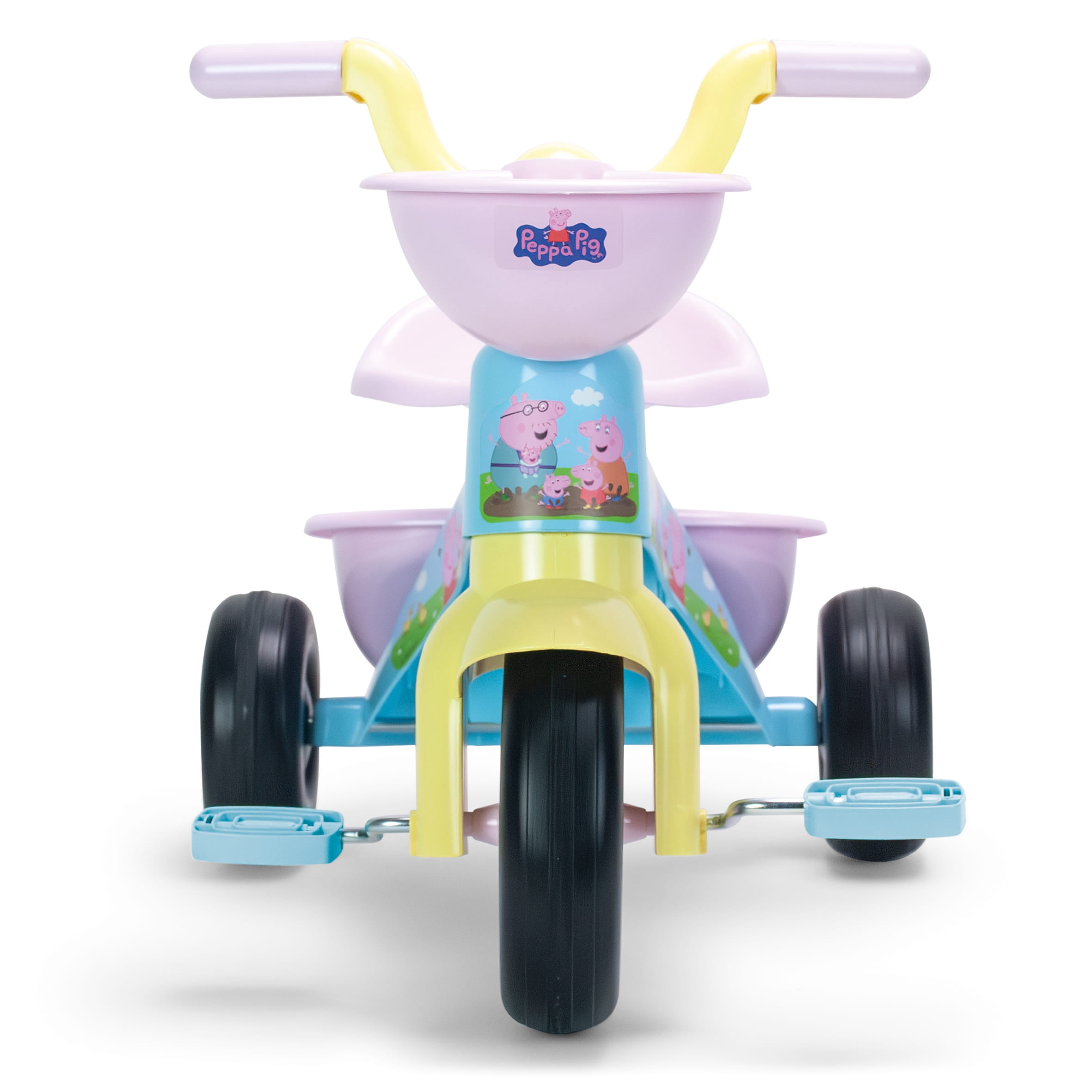 Peppa Pig Toddler Tricycle with Front and Rear Baskets, First Ride-On Bike for Kids