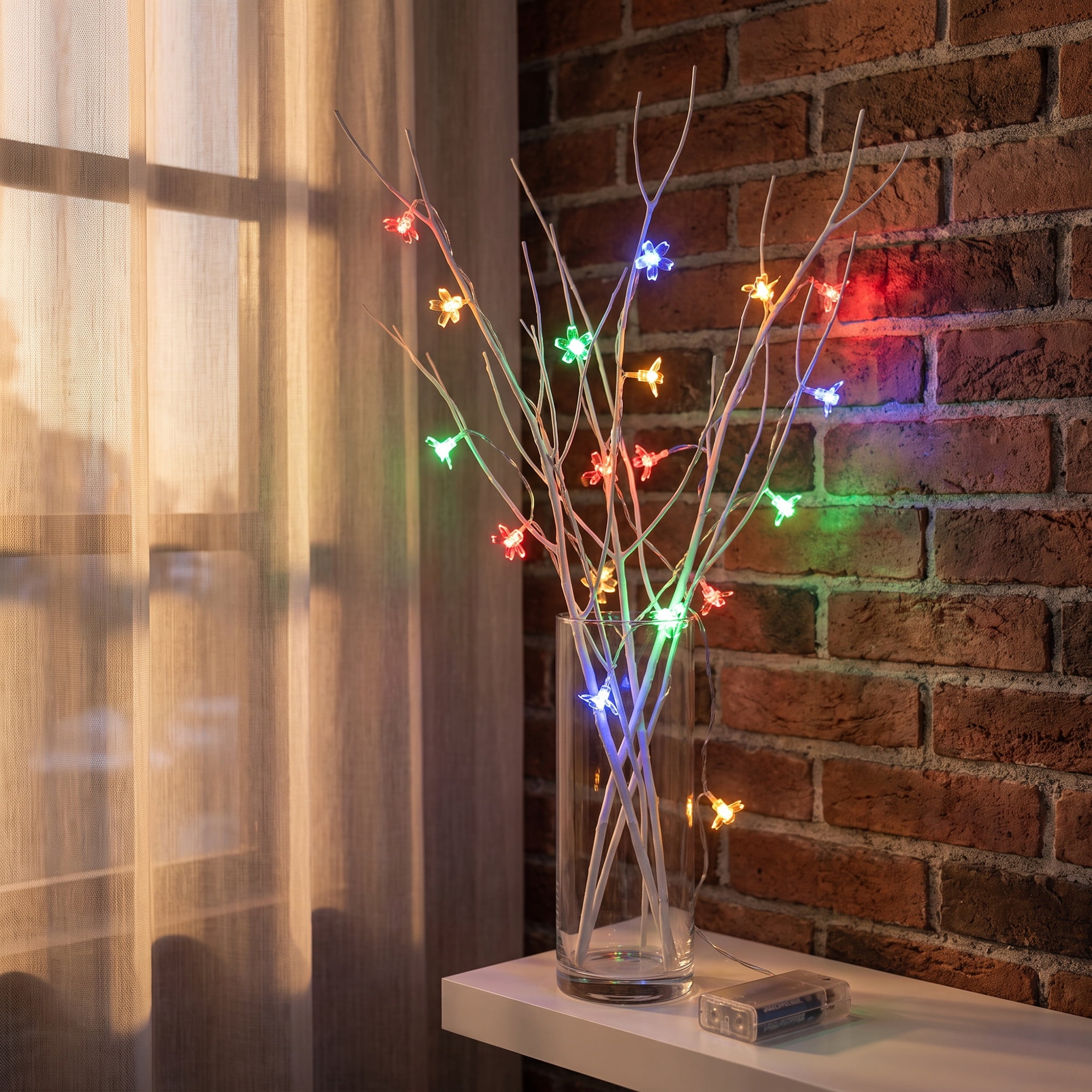 Unique Bargains Indoor Aesthetic Botanical Fairy Lamps 6.6 ft Colorful Battery Operated