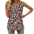 thumbnail image 1 of Cameland T-Shirt Ample Confortable Sans Manches à Encolure Carrée Imprimée pour Femmes, Blouse Décontractée, Hauts, 1 of 5