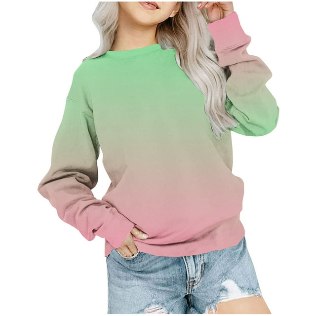 Besolor Oversized Sweatshirt for Girls Fall Casual Round Neck Long Sleeve Tops Fashion Color Block Outfits