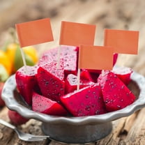 GOOHOCHY 100pcs Orange Cake Flag Toothpick Party Supplies Sturdy Paper and Wood Miniature Decor