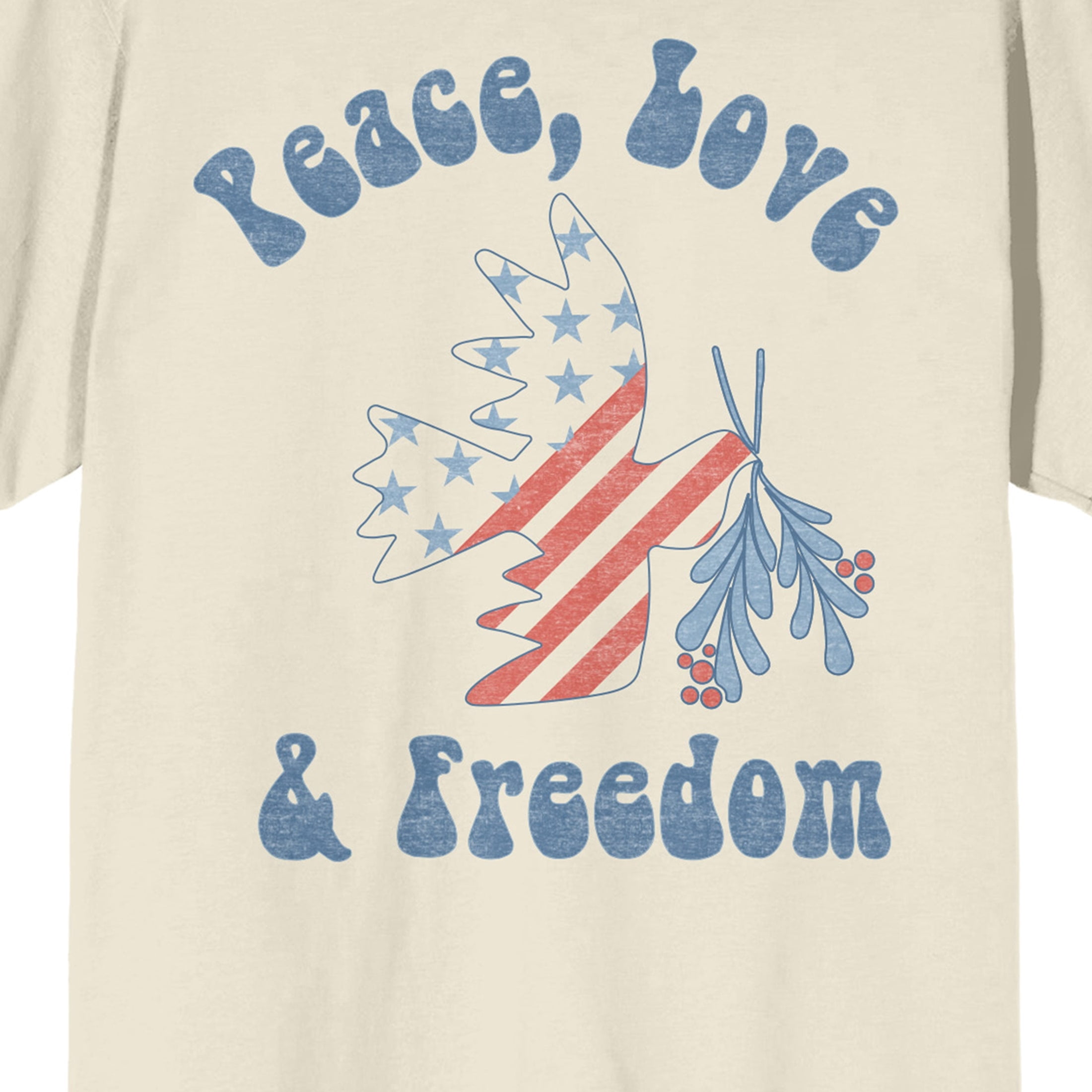 Americana Peace Love & Freedom Men's Natural T-Shirt-Large