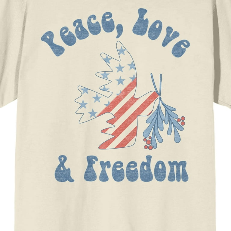Americana Peace Love & Freedom Men's Natural T-Shirt-Large