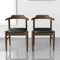thumbnail image 2 of Buford Mid-Century Faux Leather Dining Chair in Black (Pair), 2 of 7