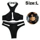 thumbnail image 2 of Conjunto de traje de baño de bikini con cuello halter y aros sexy y lindo para mujer, traje de baño cruzado de 2 piezas, 2 of 5