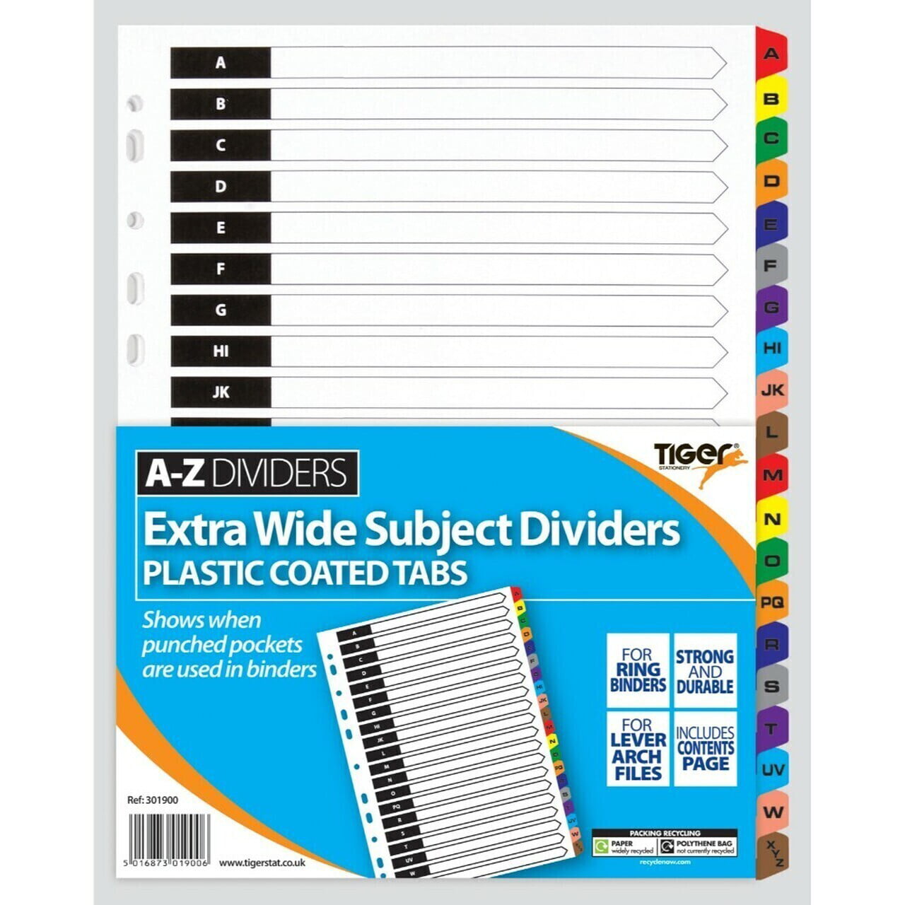 A4 File Dividers Card Sheet Coloured Tabs Subject Filing Extra Wide 