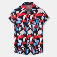 thumbnail image 2 of Hombres Casual Botones Playa Sin posicionamiento Estampado floral Turndown Camisa de manga corta Blusa Pompotops oipoqjl49589, 2 of 9