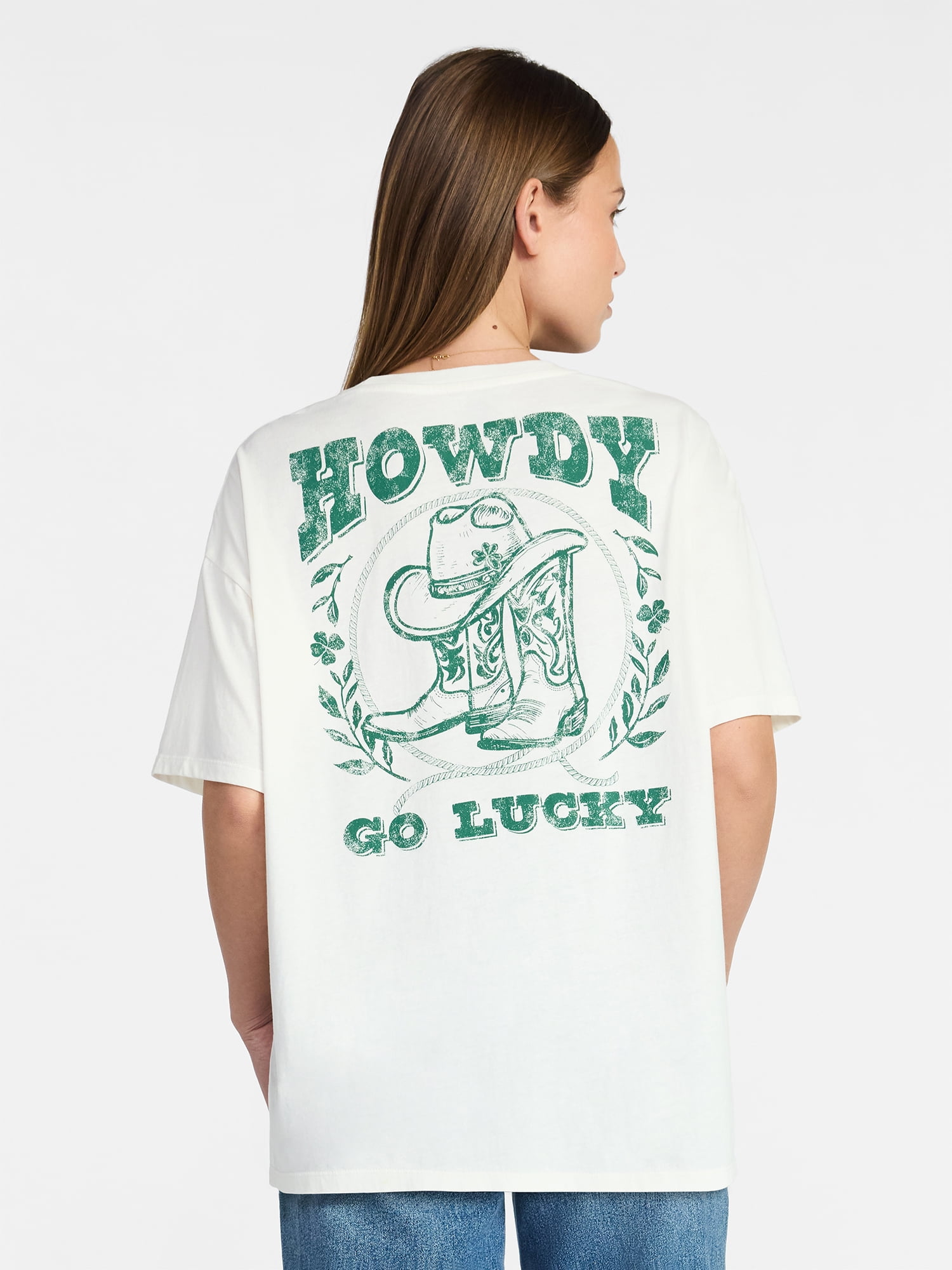 Saint Patrick's Day Women's Howdy Go Lucky Graphic Tee from Way to Celebrate, Sizes S-XXXL