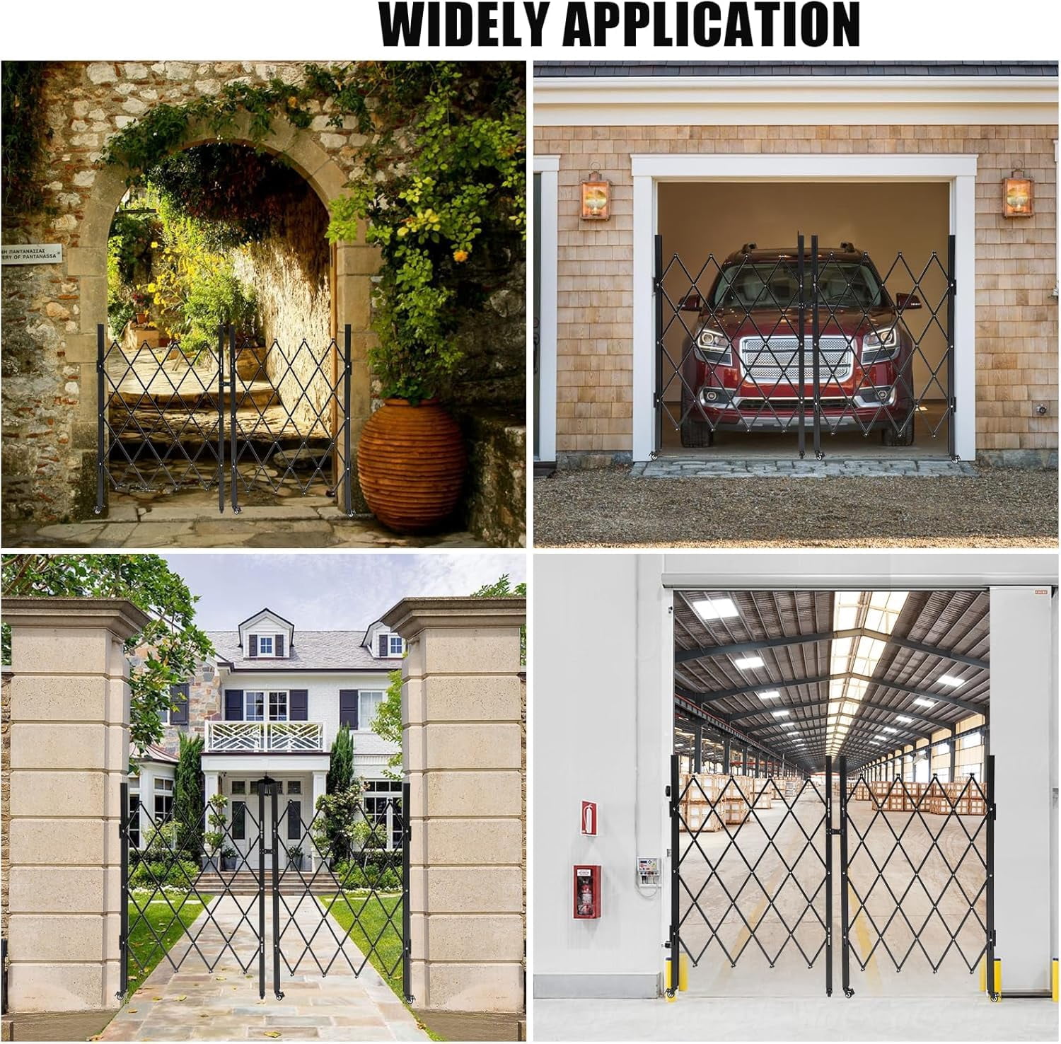 Towallmark Folding Driveway Gate – 61" x 122" Metal Barrier with Casters and Key Lock