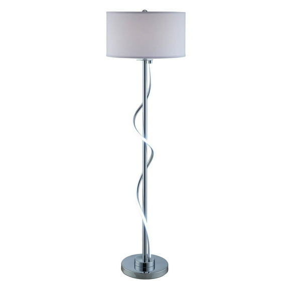 Jame 59 Inch Floor Lamp - Drum Shade - Accent Round Metal Base - Chrome