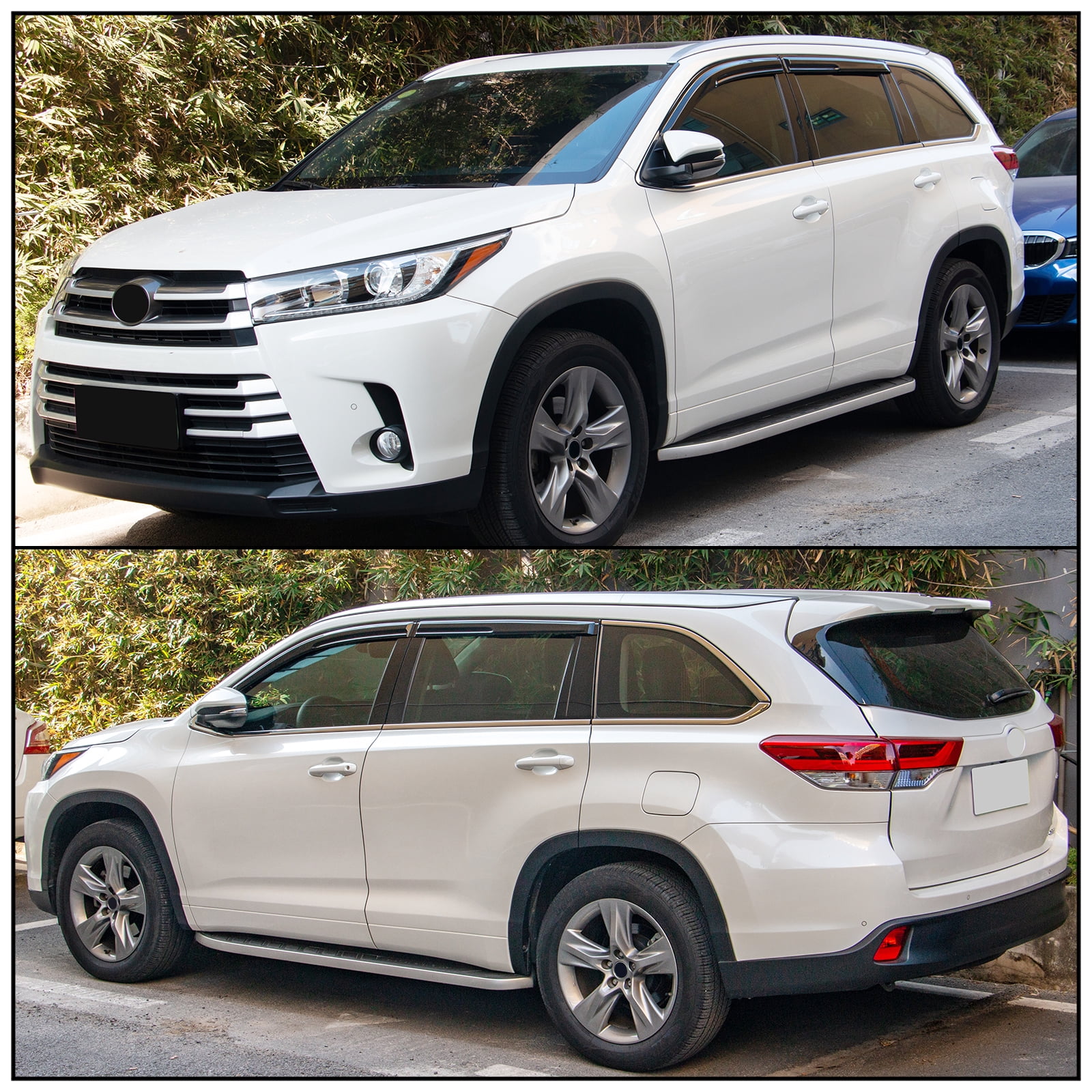 IKON MOTORSPORTS, Window Visor Compatible With 2014-2019 Toyota Highlander Vent Sun Shade Rain Guards Side Window Deflectors