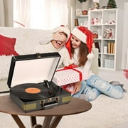RetroAudio Vinyl Record Player 3-Speed Turntable with Bluetooth, Suitcase Portable Vintage Audio Turntable with Built-in Speakers, Black