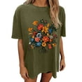 thumbnail image 2 of PNTUTB Women's Floral Pattern Short Sleeve Round Neck Drop Shoulder Sleeve T Shirt Comfortable Top, 2 of 6