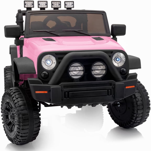 Outfunny 24 Volt Ride on Cars for Kids, Battery Operated Ride on Toy Truck w/ Remote, Bluetooth,Light Pink