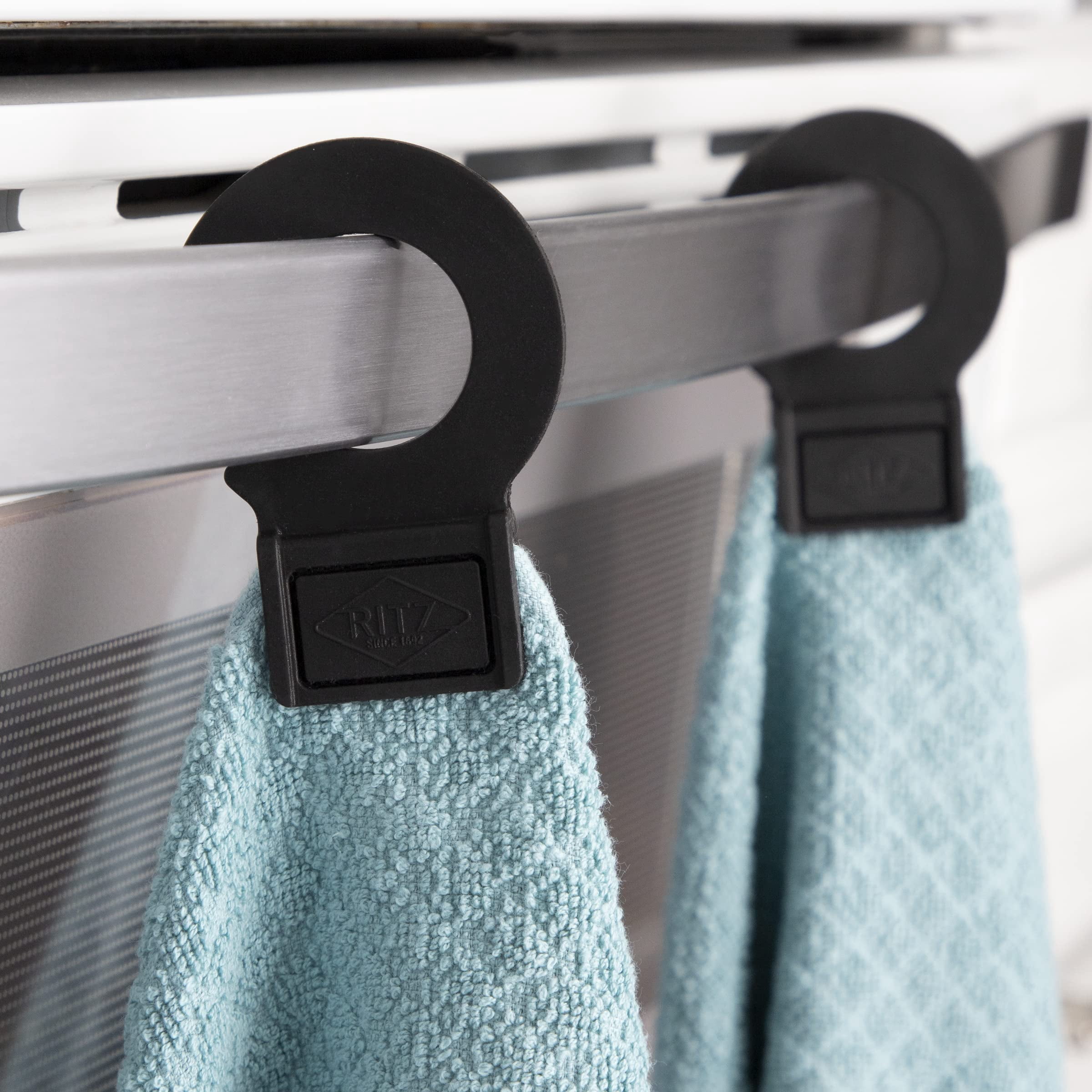RITZ Hook and Hang Woven Kitchen Towel, Set of Two, Dew