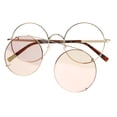 thumbnail image 2 of SA106 Metal Round Circle Lens Detachable Clip On Sunglasses Gold Peach, 2 of 4