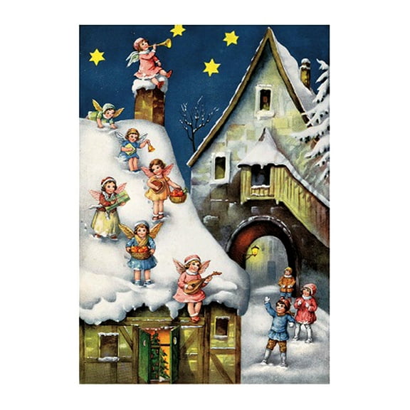Alexander Taron Importer 10396 Korsch Advent-Angels on Roof-11.75" H x 8.25" W x .1" D, Gray
