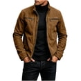 thumbnail image 2 of WIZUTIZ Men's Workwear Jacket Solid Color Long Sleeve Stand Collar Zipper Cotton Casual Outer Coat for Outdoor Daily All-Season Wear Mens Fashion, 2 of 8