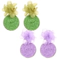 thumbnail image 1 of 2 pares de pendientes de rafia para mujer, pendientes colgantes de rafia llamativos, joyería de vacaciones de verano en la playa, 1 of 5