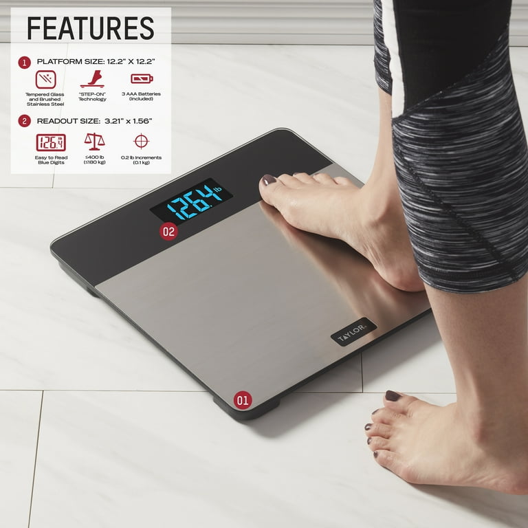Weight Watchers Bio-Impedance Analysis Heart Rate Blue Backlit LCD Display Body Weight Scale Type w/Bluetooth 400lb Capacity Ww934zf