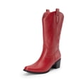thumbnail image 1 of Botas de Mujer DREAM PAIRS con Punta Cuadrada Bordadas en Rojo Talle 9.5, 1 of 7