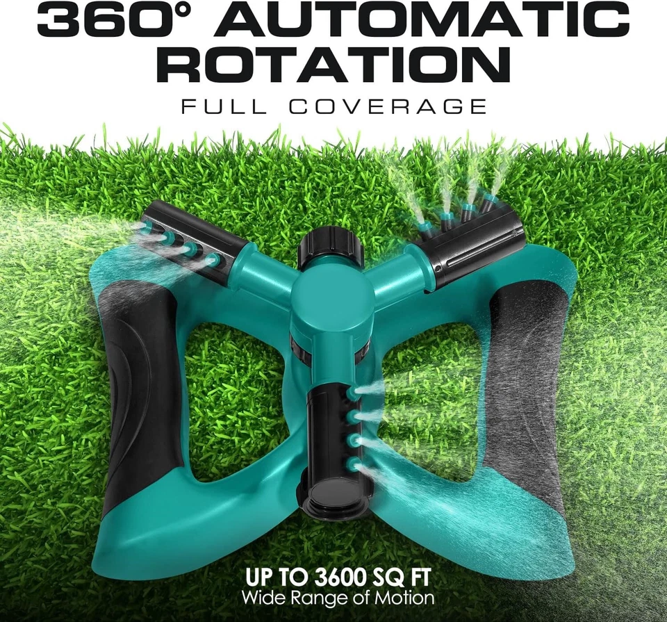 PURELY- Hbn 360° Automatic Rotating Garden Sprinkler | Lawn Sprinkler | Yard Sprinkler