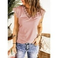 thumbnail image 3 of Uhndy Women Tank Tops V Neck Lace Solid Color Knit Vest Top Casual Slim Fit Sleeveless Tee Shirt Pink XL, 3 of 3