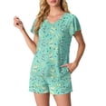 thumbnail image 3 of MINTREUS Women's Knit Pajamas Set Ruffle Sleeves Sleepwear Casual 2 Piece Pjs Soft Loungewear with Pockets, 3 of 7