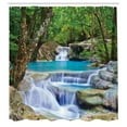 thumbnail image 2 of Ambesonne Nature Shower Curtain, Rocks in Waterfall Lake, 69"Wx84"L, Green Blue and Brown, 2 of 4