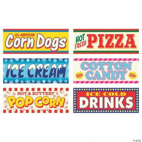 Carnival Sign Cutouts, Birthday, Party Decor, 6 Pieces