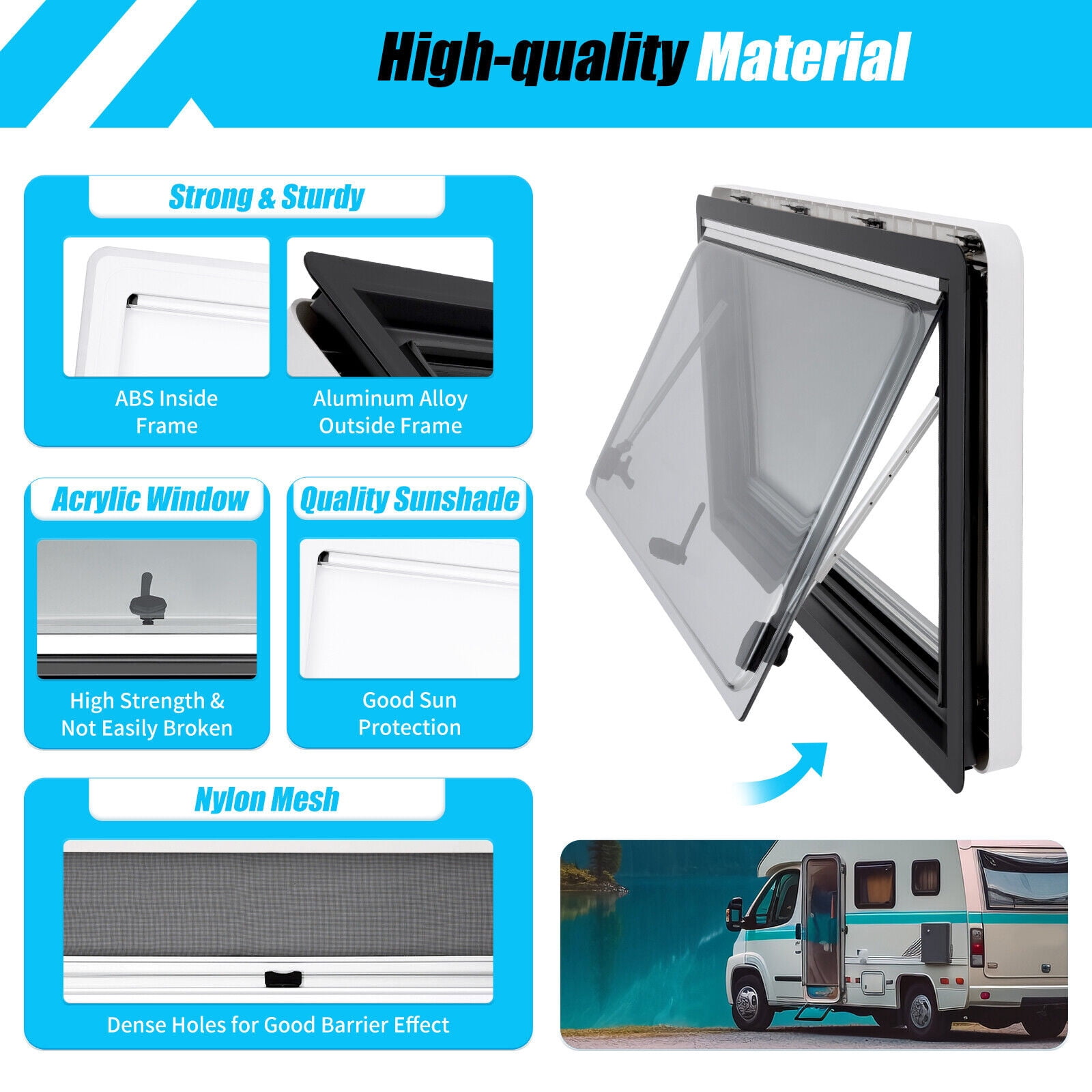 900*500mm/35.4x19.7 inch RV Caravan Camper Van Hinged Window Vent Hatch