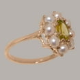 thumbnail image 3 of LBG British Made 18k Rose Gold Natural Peridot & Cultured Pearl Womens Statement Ring - 33 size options - Size 8.75, 3 of 6