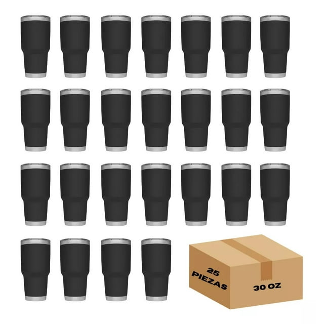 Vaso Térmico Portátil De Acero Inoxidable 30oz Con Calor/frí Color Negro ( Caja De 25 Piezas )