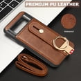 thumbnail image 6 of Compatible Brown Google Pixel 8 Pro Case with Strap,Full Protective PU Leather Cover with Necklace Lanyard Protective Ring Case for Google Pixel 8 Pro Case Kickstand,Phone Case Pixel 8 Pro Cover, 6 of 7