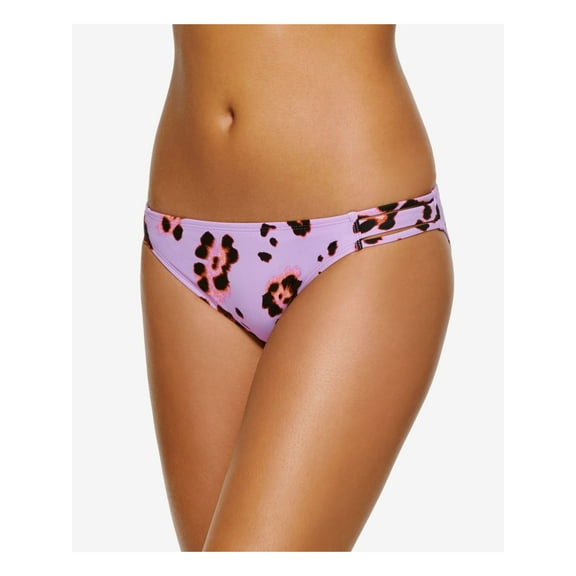 HULA HONEY Women's Purple Printed Stretch Lined Strappy Moderate Coverage Bikini Swimsuit Bottom XL