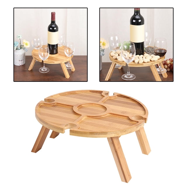 de picnic de madera Bandeja para servir bocadillos Estante para vinos para parques Comedor Soledad Bandeja para servir pícnic