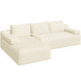 thumbnail image 7 of Yaheetech 110" 3-Seat L-Shaped Sofa Modular Sectional Sofa Corduroy Cloud Couch with 2 Armrests and Detachable Pillows for Living Room, Beige, 7 of 7
