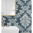 thumbnail image 6 of NextWall Denim Blue Seaside Damask Peel and Stick Wallpaper, 6 of 8
