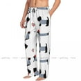 thumbnail image 3 of Mens Woman Sleepwear Loose Sleep Pants Pajamas French Parisian Dachshund Cat Long Lounge Bottoms Casual Homewear, 3 of 7