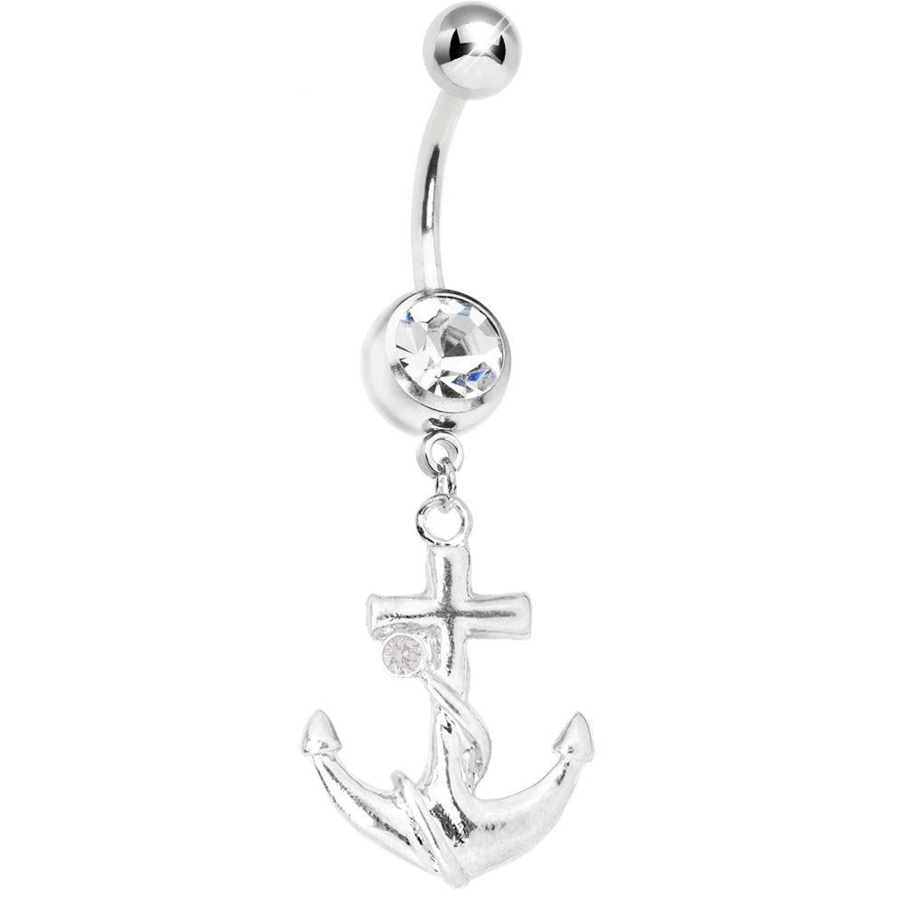 316L Surgical Steel Belly Ring Bar with Brass Anchor Wheel 316L Surgical Steel Belly Ring Bar with Brass Anchor Wheel