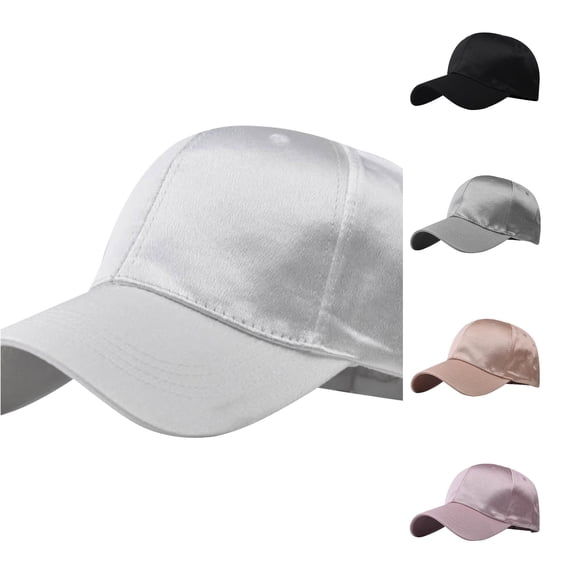 XIAOCHA Satin‑Finished Baseball Cap for Womens Solid Color Outdoor Dad Hat,White