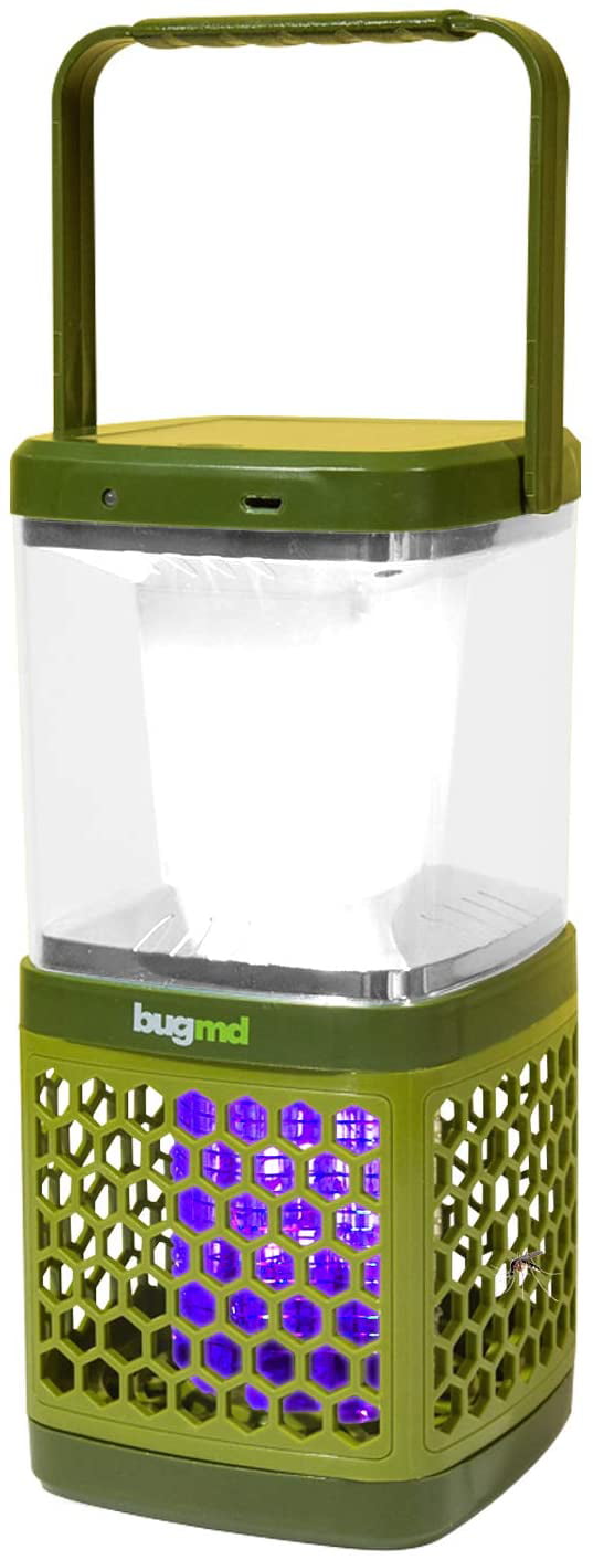 BugMD Solar-Powered and USB Charging 2-in-1 Lamp and Pest Killer UV and LED Light Bug Zapper Lantern for Outdoor Portable Light Perfect for Outdoor Garden Patio Pool