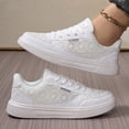 thumbnail image 6 of IEMIEMIEM Women's Breathable Sneakers Lace Mesh Low-Top Athletic Shoes Casual Sneakers Summer Fall Lightweight Non-Slip Footwear for Running, Walking, and Training White 5.5 Wide, 6 of 9