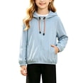 thumbnail image 2 of PureCasa Girls Windbreaker Hooded Jackets Lightweight Solid Color Zippered Hooded Casual Loose Jacket Sun Protection Top, 2 of 8