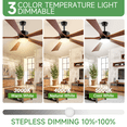 thumbnail image 3 of 60 inch Wood Ceiling Fan with Light and Remote, Modern Farmhouse Indoor Outdoor 5 Blades Large Airflow Fan for Bedroom Living Room, Quiet DC Motor, 3 of 10