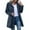 Navy, variant on Women's Mid-Thigh Stand Collar Trench Coat - Tailored Fit Snap Button Placket Flap Pockets Smooth Fabric​