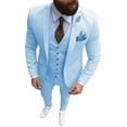 thumbnail image 5 of Nuevo traje rosa de 3 piezas para hombre, traje formal de negocios con solapa con muesca, esmoquin ajustado, chaqueta para padrino de boda (chaqueta + chaleco + pantalones), 5 of 5