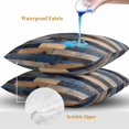 thumbnail image 4 of Throw Pillow Covers 26x26 Inch Set of 2, Navy Blue Brown Wood Waterproof Outdoor Pillow Covers, Farmhouse Vintage Wooden Decorative Cushion Pillowcases for Couch, Sofa, Bed, Garden, Patio, 4 of 9