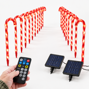 24 Pack 22 Solar Candy Cane Pathway Lights Outdoor Decor