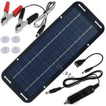 Solar Trickle Charger for Car Battery, 12V Portable Panel with Alligator Clips, Universal Fit